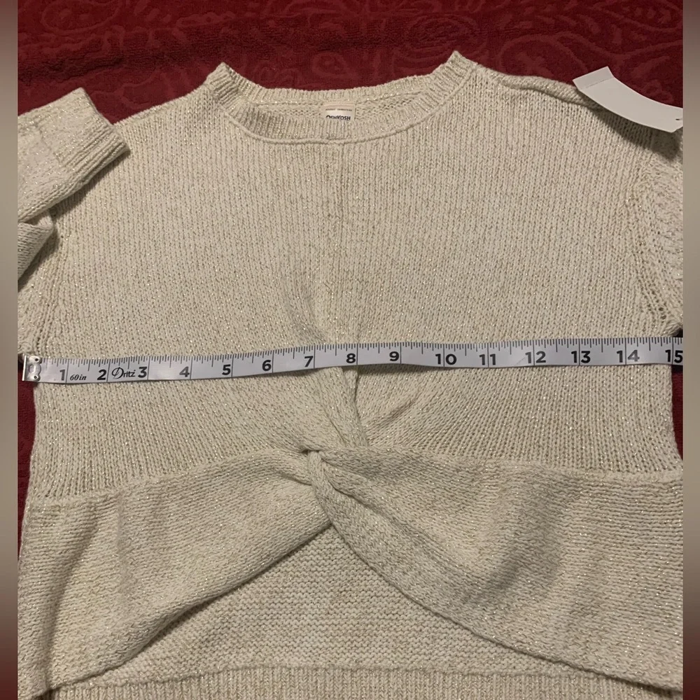 OshKosh girl B'gosh Cream Crew Neck Sweater with Modern Twist Size 8